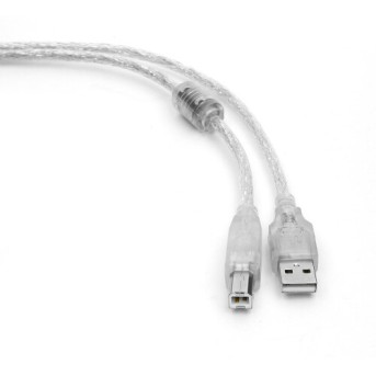 Кабель USB 2.0 Pro Cablexpert CCF-USB2-AMBM-TR-10, AM/<wbr>BM, 3м, экран, феррит.кольцо, прозрачный, пакет - Metoo (1)