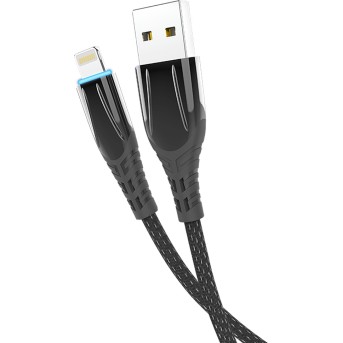 Кабель Olmio SmartLED, USB 2.0 - lightning, 1,2м, 2.1A, черный - Metoo (1)