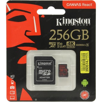 Карта памяти MicroSD 256GB Class 10 U3 A1 Kingston SDCR/<wbr>256GB - Metoo (1)