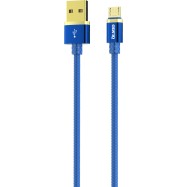Кабель OLMIO DELUXE, USB 2.0 - microUSB, 1м, 2.1A, синий