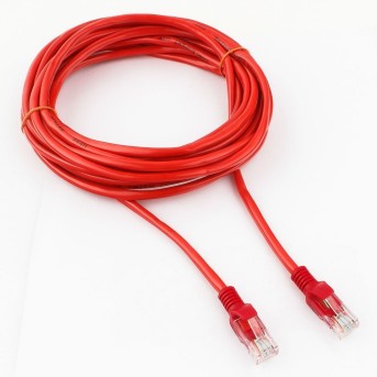 Патч-корд UTP Cablexpert PP12-5M/<wbr>R кат.5e, 5м, литой, многожильный (красный) - Metoo (1)