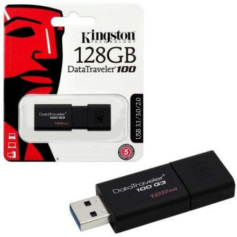 USB Флеш 128GB 3.0 Kingston DT100G3/<wbr>128GB черный - Metoo (1)