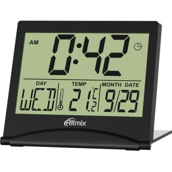 Часы-будильник с термометром Ritmix CAT-042 черный - Metoo (1)