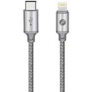 Кабель Partner USB2.0, USB type-C - lightning, 1м, серый