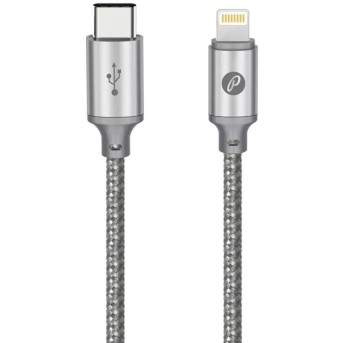 Кабель Partner USB2.0, USB type-C - lightning, 1м, серый - Metoo (1)
