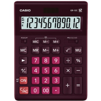 Калькулятор настольный CASIO GR-12C-WR-W-EP бордовый - Metoo (1)