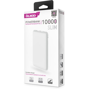 Зарядное устройство Power bank Olmio Slim 10000 mAh белый - Metoo (1)
