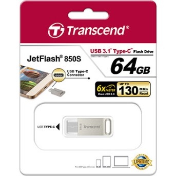 USB флешка 64Gb 3.1 Transcend TS64GJF850S Металл - Metoo (1)