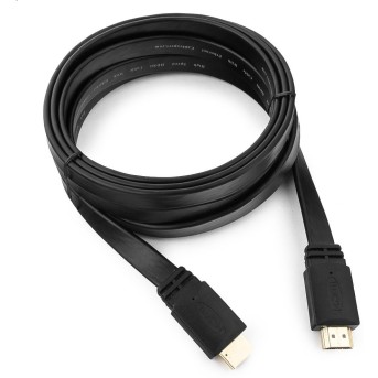 Кабель HDMI Cablexpert CC-HDMI4F-10, 3м, v1.4, 19M/<wbr>19M, плоский кабель, черный, позол.разъемы, экран - Metoo (1)