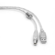 Кабель USB 2.0 Pro Cablexpert CCF-USB2-AMBM-TR-15, AM/BM, 4,5м, экран, феррит.кольцо, прозрачный, па