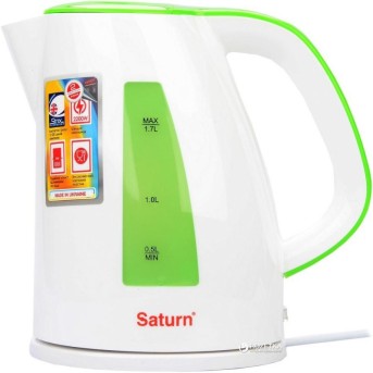 Электрический чайник Saturn ST-EK8436 белый с зеленым - Metoo (1)