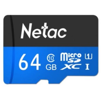 Карта памяти MicroSD 64GB Class 10 U1 Netac P500STN с адаптером SD - Metoo (1)