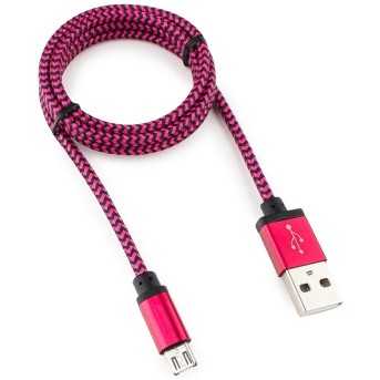Кабель USB 2.0 Cablexpert CC-mUSB2pe1m, USB-MicroUSB, 1м, нейлоновая оплетка, алюм разъ, фиол - Metoo (1)