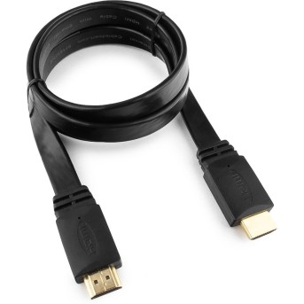 Кабель HDMI Cablexpert CC-HDMI4F-1M, 1м, v2.0, 19M/<wbr>19M, плоский кабель, черный, позол.разъемы, экран - Metoo (1)