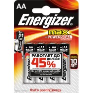 Элемент питания Energizer MAX LR6 AA Alkaline 4 штуки в блистере