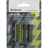 Элемент питания Defender LR03 AAA Alkaline LR03-4B 4 штуки в блистере