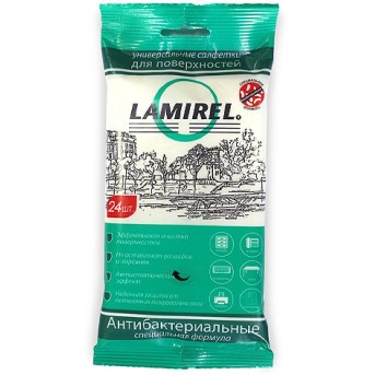 Антибактериальные универсальные чистящие салфетки Lamirel для поверхностей, 24 шт, еврослот, мягкая - Metoo (1)