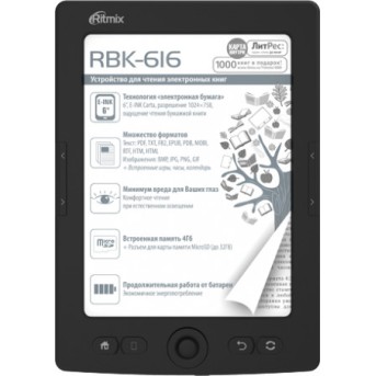Электронная книга Ritmix RBK-616 черный - Metoo (1)