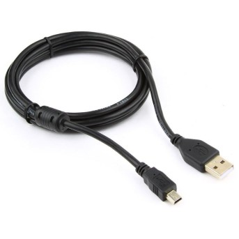 Кабель USB 2.0 Pro Cablexpert CCF-USB2-AM5P-6, AM/<wbr>miniBM 5P, 1.8м, экран, феррит.кольцо, черный - Metoo (1)