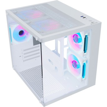 Корпус Wintek Aquarium H101-W TG, mATX, USB 1*3.0/<wbr>1*2.0, 5*12cm ARGB PWM (контр. + пульт д/<wbr>у), белый - Metoo (3)