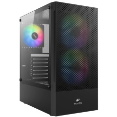 Корпус Wintek Shadow PRO 801 B-M TG, ATX, USB 1*3.0/<wbr>2*2.0, HD-Audio+Mic, 2*14cm+1*12cm ARGB fan (без контроллера), чёрный