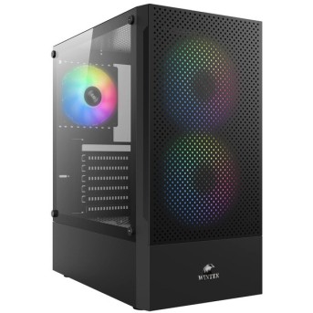 Корпус Wintek Shadow PRO 801 B-M TG, ATX, USB 1*3.0/<wbr>2*2.0, HD-Audio+Mic, 2*14cm+1*12cm ARGB fan (без контроллера), чёрный - Metoo (1)