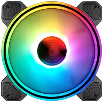 Вентилятор для корпуса Wintek DS1251-III-03, 120mm, 1200rpm, 21.2 db, 16 + 8 LED Ring Rainbow, 6 pin - Metoo (1)