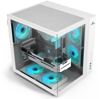 Корпус Wintek Cube Pro V909-W TG, ATX, USB 1*3.0/<wbr>2*2.0, 5*12cm ARGB PWM (контр. + пульт д/<wbr>у), белый - Metoo (5)