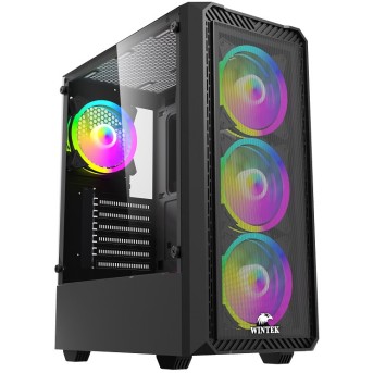 Корпус Wintek LC Musson 8020-B TG, ATX/<wbr>Micro ATX, USB 1*3.0/<wbr>2*2.0, HD+Mic, 0,45mm, 4*12cm RGB fan, чёрный - Metoo (1)