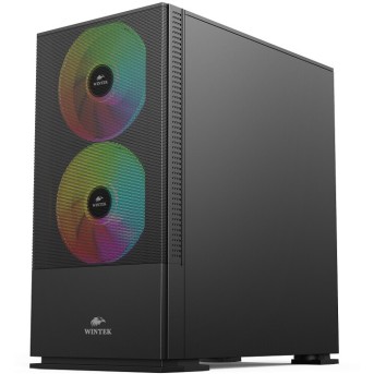 Корпус Wintek Shadow 701-B TG, Micro ATX, USB 1*3.0/<wbr>1*2.0, HD-Audio+Mic, 2*14cm+1*12cm ARGB fan (без контроллера), чёрный - Metoo (3)