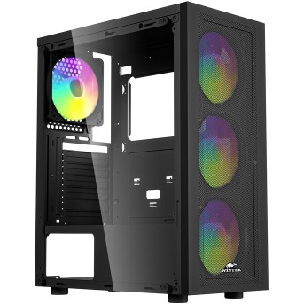 Корпус Wintek Magic L204-B-M TG, ATX/<wbr>Micro ATX, USB1*3.0/<wbr>1*2.0, 0.45mm, 4*12cm FRGB fan, чёрный - Metoo (1)