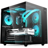 Корпус Wintek Cube Pro V909-B TG, ATX, USB 1*3.0/2*2.0, 5*12cm ARGB PWM (контр. + пульт д/у), чёрный