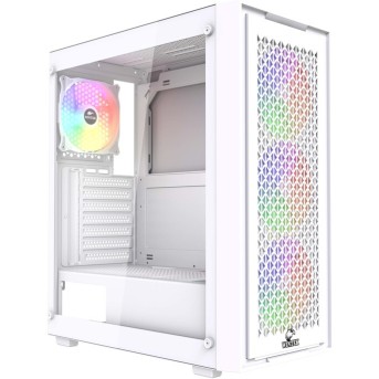 Корпус Wintek Moon PS195-5-W TG, ATX/<wbr>Micro ATX, USB 1*3.0/<wbr>2*2.0, 0,45mm, 4*12cm RGB fan, White - Metoo (1)