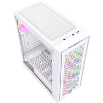 Корпус Wintek Moon PS195-5-W TG, ATX/<wbr>Micro ATX, USB 1*3.0/<wbr>2*2.0, 0,45mm, 4*12cm RGB fan, White - Metoo (4)