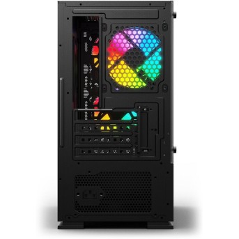 Корпус Wintek Shadow 701-B TG, Micro ATX, USB 1*3.0/<wbr>1*2.0, HD-Audio+Mic, 2*14cm+1*12cm ARGB fan (без контроллера), чёрный - Metoo (5)
