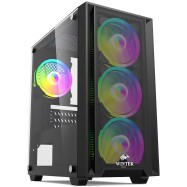Корпус Wintek LC Tornado 1906-B TG, Micro ATX, USB 1*3.0/2*2.0, HD+Mic, 0,45mm, 4*12cm RGB fan, чёрный
