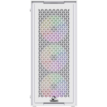 Корпус Wintek Moon PS195-5-W TG, ATX/<wbr>Micro ATX, USB 1*3.0/<wbr>2*2.0, 0,45mm, 4*12cm RGB fan, White - Metoo (2)
