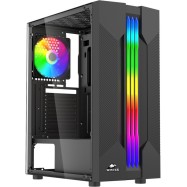 Корпус Wintek Flame-V3 I218-B TG, ATX/Micro ATX, USB 1*3.0/1*2.0, 0.5mm, 1*12cm RGB, чёрный