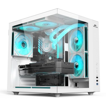 Корпус Wintek Cube Pro V909-W TG, ATX, USB 1*3.0/<wbr>2*2.0, 5*12cm ARGB PWM (контр. + пульт д/<wbr>у), белый - Metoo (3)