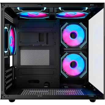 Корпус Wintek Aquarium H101-B TG, mATX, USB 1*3.0/<wbr>1*2.0, 5*12cm ARGB PWM (контр. + пульт д/<wbr>у), чёрный - Metoo (6)