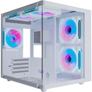 Корпус Wintek Aquarium H101-W TG, mATX, USB 1*3.0/1*2.0, 5*12cm ARGB PWM (контр. + пульт д/у), белый