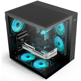 Корпус Wintek Cube Pro V909-B TG, ATX, USB 1*3.0/<wbr>2*2.0, 5*12cm ARGB PWM (контр. + пульт д/<wbr>у), чёрный - Metoo (3)