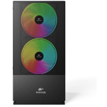 Корпус Wintek Shadow 701-B TG, Micro ATX, USB 1*3.0/<wbr>1*2.0, HD-Audio+Mic, 2*14cm+1*12cm ARGB fan (без контроллера), чёрный - Metoo (6)