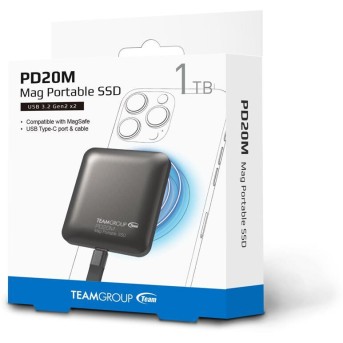 Внешний SSD 1000Gb TeamGroup PD20M Mag Portable, Apple MagSafe USB 3.2 Gen2x2 20Gbps TPSEG2001T0C108 в Metoo.kz - Metoo (2)