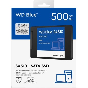 Твердотельный накопитель 500GB SSD WD BLUE SA510 2.5” SATA3 R555Мб/<wbr>с W440Мб/<wbr>с WDS500G3B0A - Metoo (4)