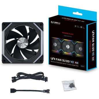 Вентилятор для корпуса Lian Li UNI FAN SL120 V2 Reverse Blade ARGB 120mm Black UF-RSL120V2-1B - Metoo (3)