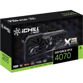 Видеокарта Inno3D GeForce RTX4070 ICHILL X3, 12G GDDR6X 192-bit HDMI 3xDP C40703-126XX-186148H в Metoo.kz - Metoo (2)