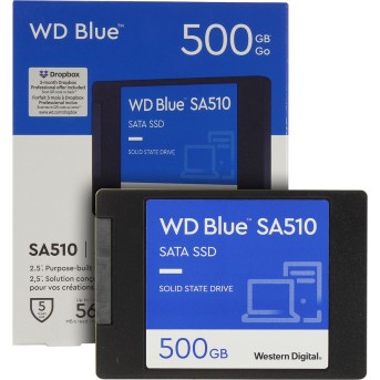 Твердотельный накопитель 500GB SSD WD BLUE SA510 2.5” SATA3 R555Мб/<wbr>с W440Мб/<wbr>с WDS500G3B0A - Metoo (3)