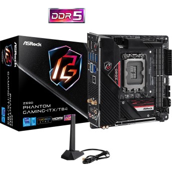 Материнская плата ASRock Z690 PHANTOM GAMING-ITX/<wbr>TB4 LGA1700 4xDDR5 3xSATA RAID 2xM.2 HDMI DP mITX - Metoo (1)