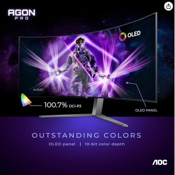 Монитор 44.5" AOC AG456UCZD OLED 3440x1440 240Hz 0.03мс Curved 800R 1000кд/<wbr>м2 2xHDMI DP USB-C2 2x8W - Metoo (6)